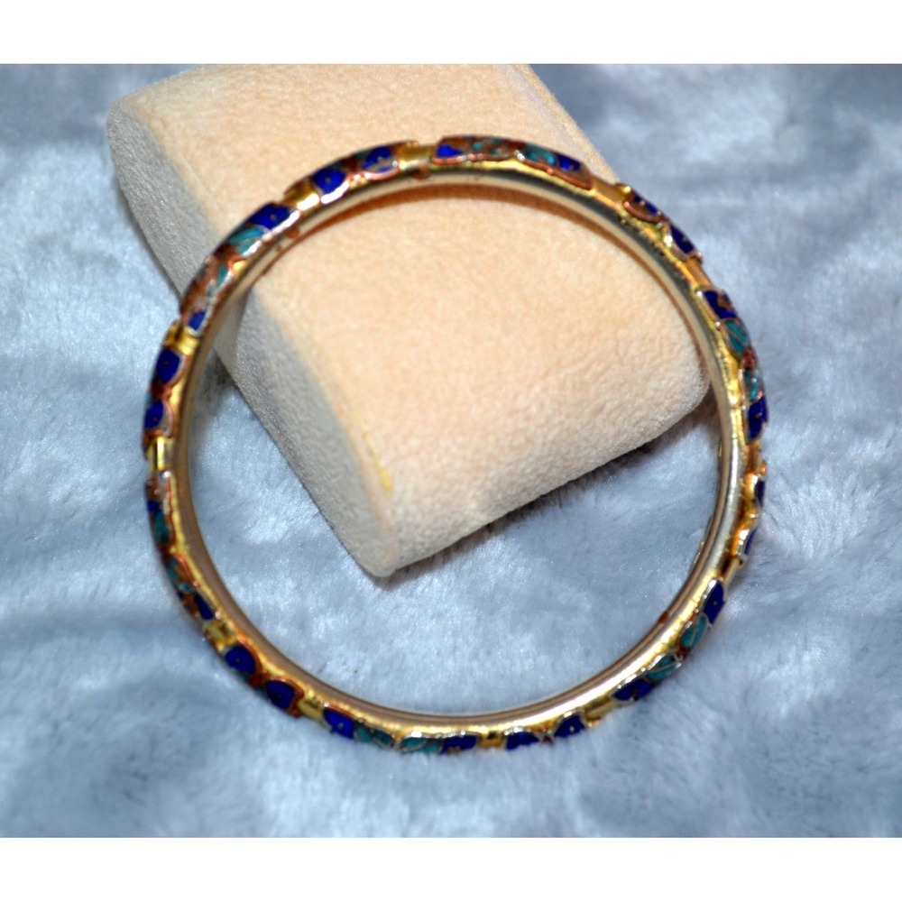 Cloisonné Butterfly Bangle Bracelet Gold Tone Enamel Wrapped Jewelry Vintage